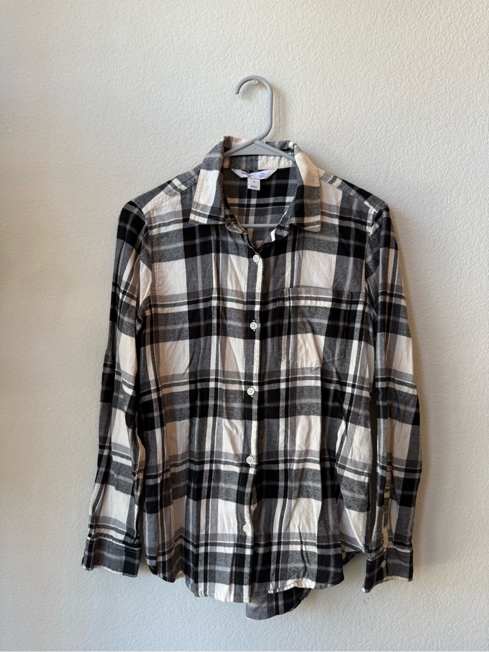 Black and White Plaid Button-Down Shirt